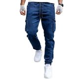modacix Mavi Kot Kargo Pantolon - Likralı Mavi Kargo Pantolon - Erkek Outdoor Pantolon - Erkek Kot Pantolon (Mavi, 32)