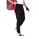 modacix Siyah Kargo Pantolon - Likralı Pamuklu Paçası Lastikli Gabardin Kumaş Erkek Pantolon - Outdoor Pantolon (Siyah, 33)