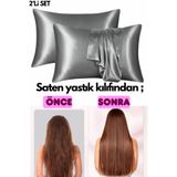 ModaCon Kıvırcık ve düz Saç için Saten Yastık Kılıfı Toka premium cilt bakım güzellik kozmetik seti
