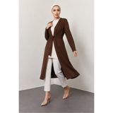 MODAEFA Siyah Kuşaklı Uzun Kimono Hırka