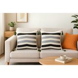 Modaevimde Punch 2 ADET Kırlent Kılıfı 45X45 - Beyaz - Siyah
