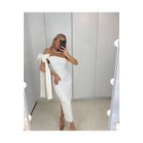 Modafeminen Beyaz Krep Elbise 582938