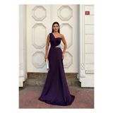 Modafeminen Esnek Scuba Kumaş Ön Taş Detaylı Abiye Elbise 583324 MOR