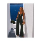 Modafeminen Kalp Yaka Çapraz Detaylı Bol Paça Abiye Tulum 582147 Haki