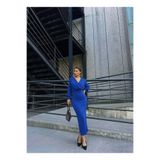 Modafeminen Kruvaze Yaka Uzun Kol Simli Midi Elbise 583167 SAKS