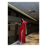 Modafeminen Tek Omuz Gece Elbisesi 583155 KIRMIZI