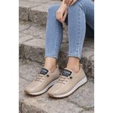 ModaFrato MR-400 Lastikli Ortopedik Kadın Ayakkabı Spor Ayakkabı Günlük Casual Sneakers - Bej