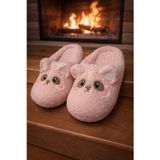 ModaFrato TEDDY BEAR Kadın Ev Terliği Kışlık Terlik Kauçuk Ses Yapmayan Taban