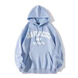 MODAGEN-MODAGEN Kadın Beyaz Bisiklet Yaka Los Angeles Baskılı Sweatshirt