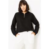 ModaHep Siyah Fermuarlı Kadın Sweatshirt
