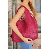 Modahills Bordo Deri Lazer Kesim Desenli Bayan Kol Çantası BC-133