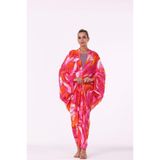 modahira Moda Hira Kadın Çok Renkli Desenli Uzun Kimono Abaya