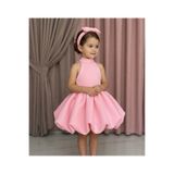 MODAHOBİMİZ Kız Çocuk Pudra Pembe Fiyonk Detaylı Balon Etek Abiye Elbise