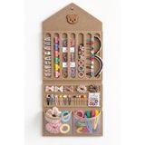 Modakids Kız Çocuk Saç Aksesuarı Düzenleyici Çanta Duvara Monte Toka Taç Lastik Bandana Organizer Kahve