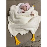 Modakids Krem Sevimli Çocuk Bebek Battaniyesi Ördek Kışlık Peluş Welsoft Kaz Battaniye - 85 x 112 cm