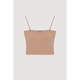 Modal Askılı Crop Basic Atlet Bej