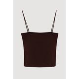 Modal Askılı Crop Basic Atlet Kahverengi