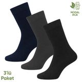 Modal İplik Erkek Soket Çorap - 3 Çift - Dikişsiz - Atlas - 18002 - Set 3