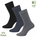 Modal İplik Erkek Soket Çorap - 3 Çift - Dikişsiz - Atlas - 18002 - Set 4