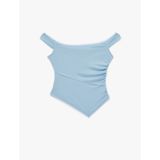 Modal Karışımlı Dantel Detaylı Slim Fit Asimetrik Kolsuz Bluz