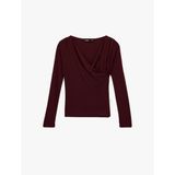 Modal Kumaş Slim Fit Uzun Kollu Kruvaze Degaje Yaka Bluz