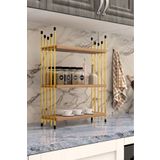 Modalanka Mutfak Rafı Tezgah Üstü Düzenleyici Banyo Rafı 3 Kat Organizer Gold Baharatlık Raf Çok Amaçlı Stand