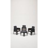 ModaLife Apex 1+1+1+S Minderli Bahçe&balkon&teras Mobilyası – Antrasit - Kare