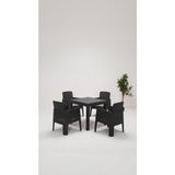 ModaLife Apex 80 x 80 4 Kişilik Minderli Bahçe&balkon&teras Mobilyası – Antrasit - Kare - 1