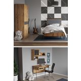 Modalife Arya Genç Çocuk Odası Takımı Karyola+Başlık&Gardırop&Çalışma Masası&Duvar Rafı - Atlantik Çam