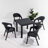 Modalife Garden 80x80 Masa Takımı Antrasit 4 Sandalye+1 Kare Masa