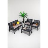ModaLife Lara 2+1+1+S Bahçe Takımı Balkon - Bahçe - Teras Mobilyası / Antrasit - Renkli