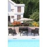 Modalife Lara Mindersiz 2+1+1+S Bahçe Çay Takımı Teras Mobilyası - Antrasit