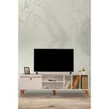 ModaLife Pietra Tv Ünitesi - Beyaz Mermer Desenli 160 cm 2 Kapaklı + 2 Raflı Tv Sehpası