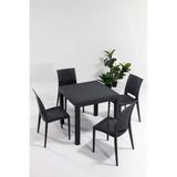 Modalife Rattan Antrasit 80x80 cm 4 Kişilik Bahçe Masa Takımı