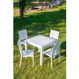 Modalife Rattan Home Bahçe Balkon Masa Takımı-beyaz