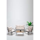 ModaLife Riva 2 1 1 S Minderli Bahçe Takımı Balkon - Bahçe - Teras Mobilyası / Krem