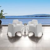 Modalife Şile 5'li 1-1-1-1-Sehpa Pratik Bahçe Balkon Oturma Grubu Beyaz