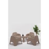 ModaLife Şile Pratik Bahçe, Balkon Oturma Grubu ( 1+1+1+1+S ) Bahçe Mobilyası / Cappucino - Kare