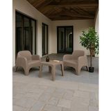 ModaLife Şile Pratik Bahçe, Balkon Oturma Grubu ( 1+1+S ) Bahçe Mobilyası / Cappucino - Kare