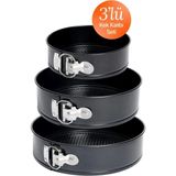 Modalucci Yuvarlak 3'lü Kelepçeli Pasta Turta Kek Kalıbı Seti 24-26-28 cm