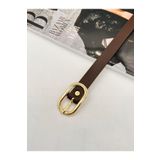 MODAM HİFA Acı Kahve Uzun Oval Tokalı Gold Kadın Kemer Pantolon Kemeri Elbise Kemeri Gömlek Kemeri Ceket Kemeri