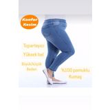 ModamarkReal Kadın Beli Lastikli Kot Tayt Pantolon / Toparlayıcı /konfor Kesim/büyük-küçük-beden Açık Mavi