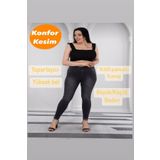 ModamarkReal Kadın Beli Lastikli Kot Tayt Pantolon / Toparlayıcı /konfor Kesim/büyük-küçük-beden Koyu Füme