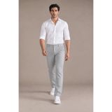 MODAMESTO Erkek Açık Gri Klasik Kumaş Pantolon Slim Fit Likralı Bilek Boy Dar Paça