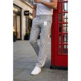 Modamesto Erkek Açık Gri Slim Fit Dar Kesim Likralı Yan Cep Bilek Boy Düz Kumaş Pantolon - 33