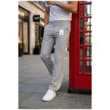 MODAMESTO Erkek Açık Gri Slim Fit Likralı Düz Kumaş Pantolon