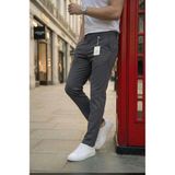 Modamesto Erkek Antrasit Slim Fit Dar Kesim Likralı Yan Cep Bilek Boy Düz Kumaş Pantolon - 30