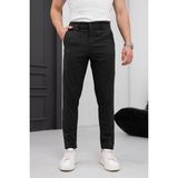 Modamesto Erkek Antrasit Slim Fit Dar Kesim Likralı Yan Cep Bilek Boy Düz Kumaş Pantolon - 36