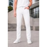 Modamesto Erkek Beyaz Slim Fit Likralı Dar Paça Kot Pantolon - 32