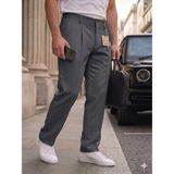 MODAMESTO Erkek Füme Baggy Fit Rahat Kesim Pileli Kumaş Pantolon